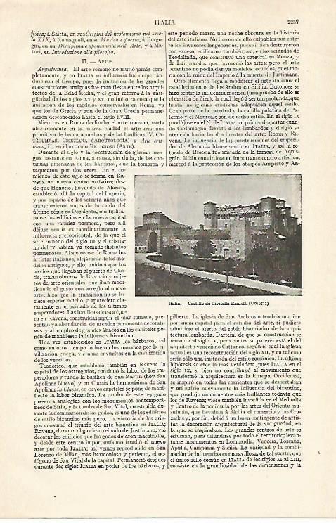 LAMINA ESPASA 20900: Castillo de Civitella Ranieri en Umbria Italia