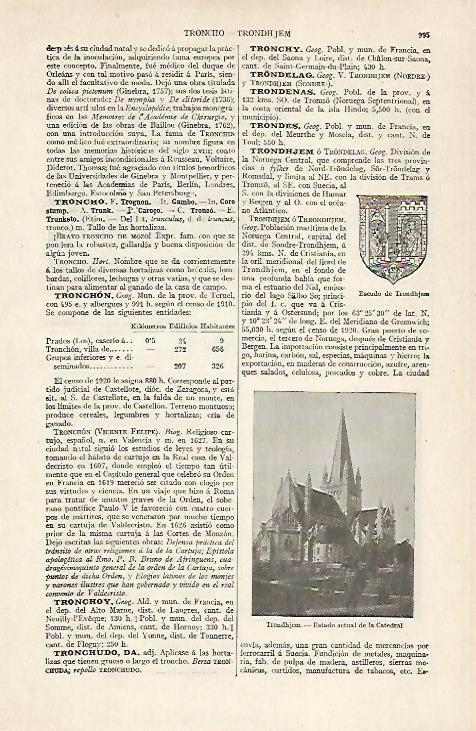 LAMINA ESPASA 20502: Escudo y Catedral de Trondhjem Noruega