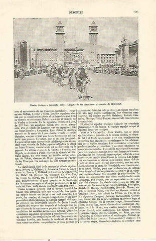 LAMINA ESPASA 22131: Llegada a Montjuic en la Vuelta Ciclista a Cataluña de 1953