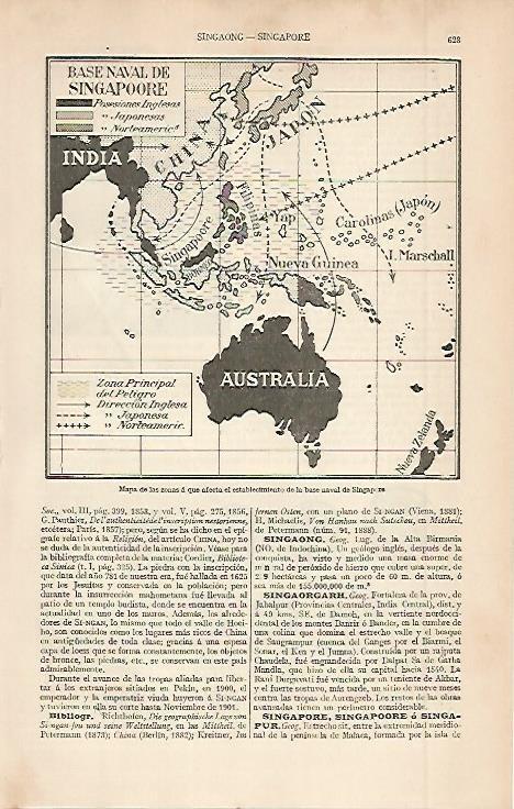 LAMINA ESPASA 2613: Mapa de las zonas afectadas por la base naval de Singapur