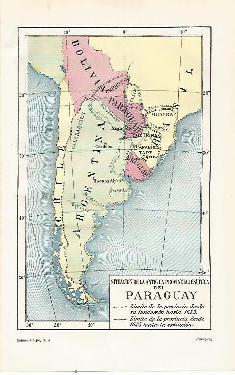 LAMINA ESPASA 23611: Mapa de los jesuitas en Paraguay