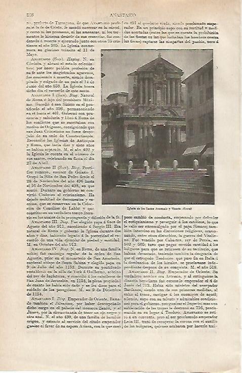 LAMINA ESPASA 23731: Iglesia de los Santos Anastasio y  Vicente en Roma
