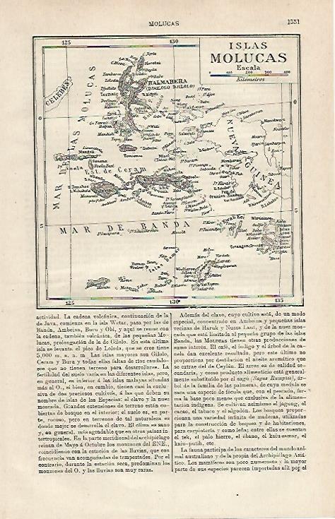 LAMINA ESPASA 24219: Mapa de las islas Molucas
