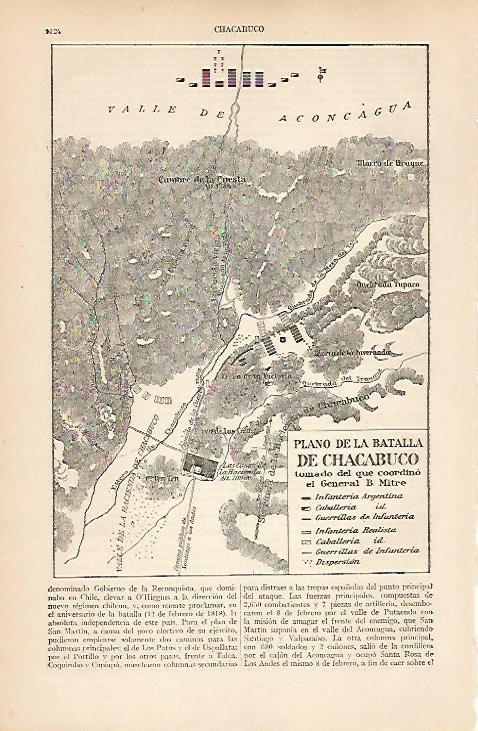 LAMINA ESPASA 25071: Plano de la Batalla de Chacabuco