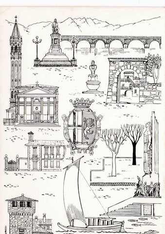 POSTAL 19029: MAPA VENECIA DIBUJO
