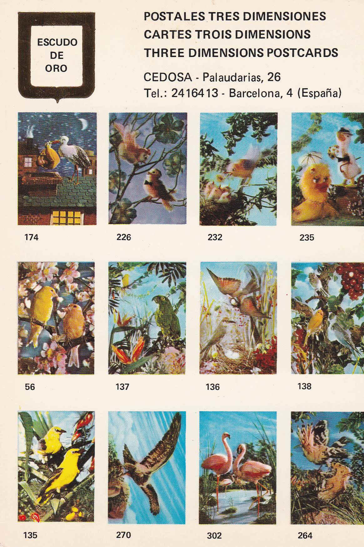 POSTAL 19103: POSTALES TRES DIMENSIONES: PAJAROS