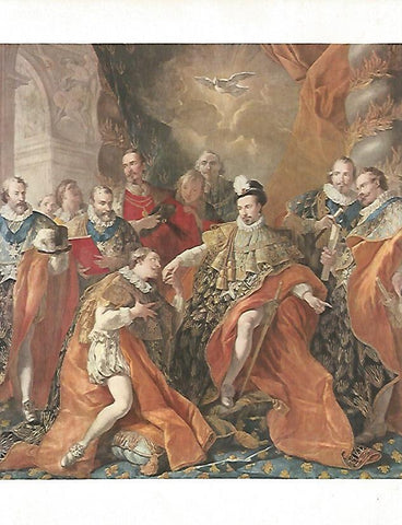 LAMINA 9802: Enrique III recibe al Duque de Nevers  por Jean Baptiste Van Loo