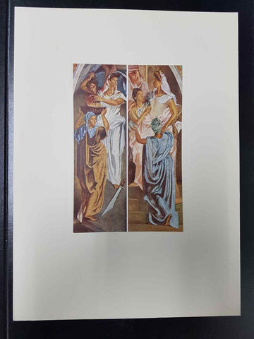 Lamina de dos fragmentos de la pintura mural en el camerino de la virgen en el Monasterio de Montserrat (Jose Obiols)