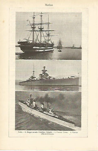 LAMINA DE ESPASA 366: Barcos de la Marina de Italia