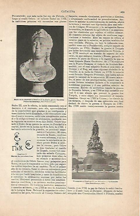LAMINA ESPASA 3015: Busto de la emperatriz Catalina II de Rusia