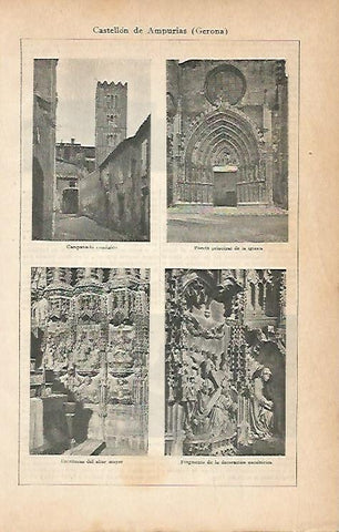 LAMINA ESPASA 3047: Vistas de Castello de Empuries Girona