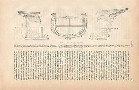 LAMINA ESPASA 3064: Casco de buque de madera
