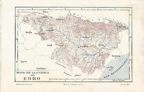 LAMINA ESPASA 3217: Mapa de la cuenca del rio Ebro