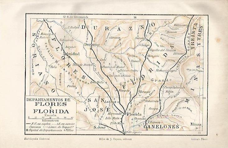 LAMINA ESPASA 3383: Mapa de Flores y Florida Mexico