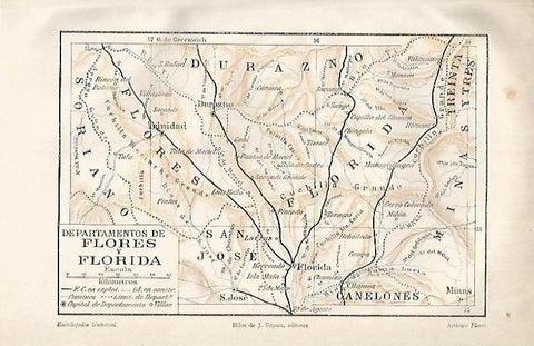 LAMINA ESPASA 3383: Mapa de Flores y Florida Mexico