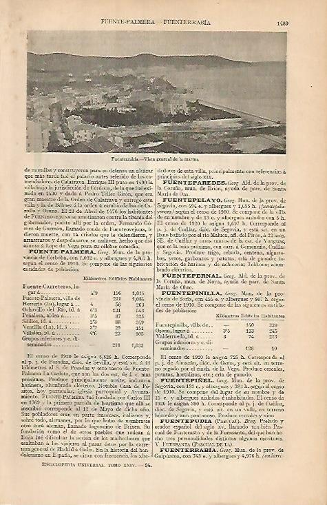 LAMINA ESPASA 3552: Vista general de Fuenterrabia Guipuzcoa