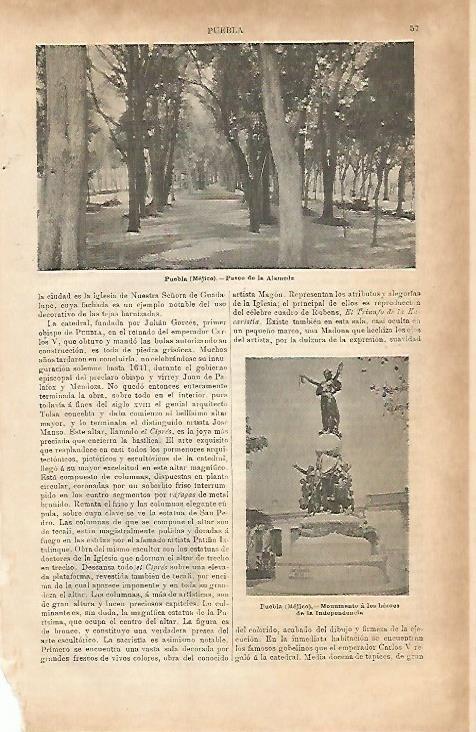 LAMINA ESPASA 3679: Vistas de Puebla Mexico