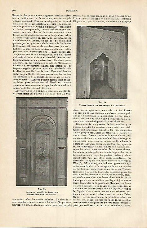 LAMINA ESPASA 3743: Puerta de San Gregorio en Valladolid y Puerta del Castillo de Laguasco Italia