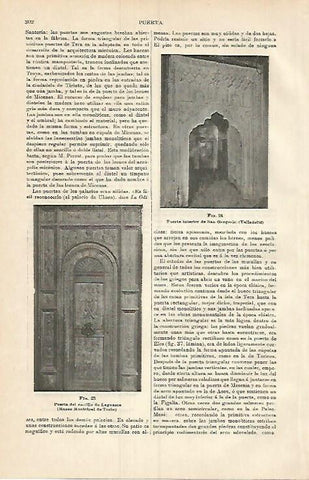 LAMINA ESPASA 3743: Puerta de San Gregorio en Valladolid y Puerta del Castillo de Laguasco Italia