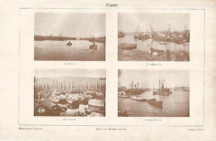 LAMINA ESPASA 3751: Puerto de Belfast -alejandria Genova y Amssterdam