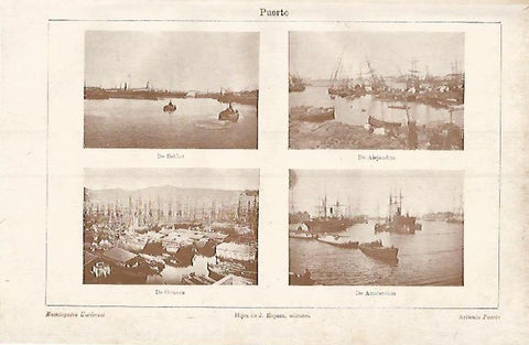 LAMINA ESPASA 3751: Puerto de Belfast -alejandria Genova y Amssterdam