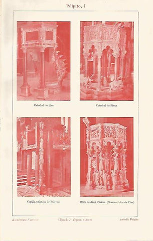 LAMINA ESPASA 3780: Pulpito de Pisa Siena y Palermo 
