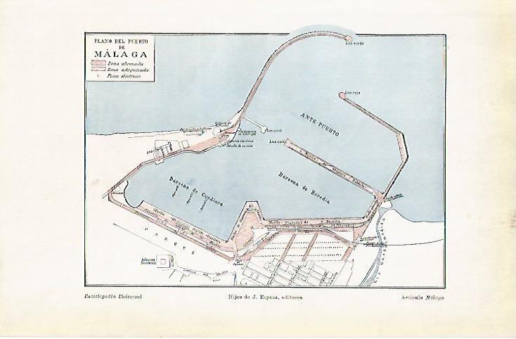 LAMINA ESPASA 3908: Plano del puerto de Malaga