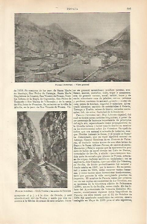 LAMINA ESPASA 3634: Vista genreal de Proaza Asturias