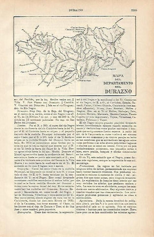 LAMINA ESPASA 3189: Mapa del departamento de Durazno Uruguay