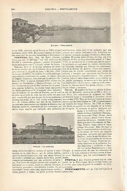 LAMINA ESPASA 3600: Vista general de Preveza Grecia