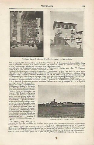 LAMINA DE ESPASA 310: Vistas de Villafranca Navarra