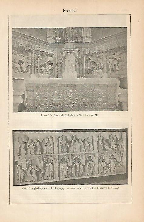LAMINA ESPASA 3533: Frontal de la Colegiata de Santillana del Mar y Forntal de la Catedral de Burgos