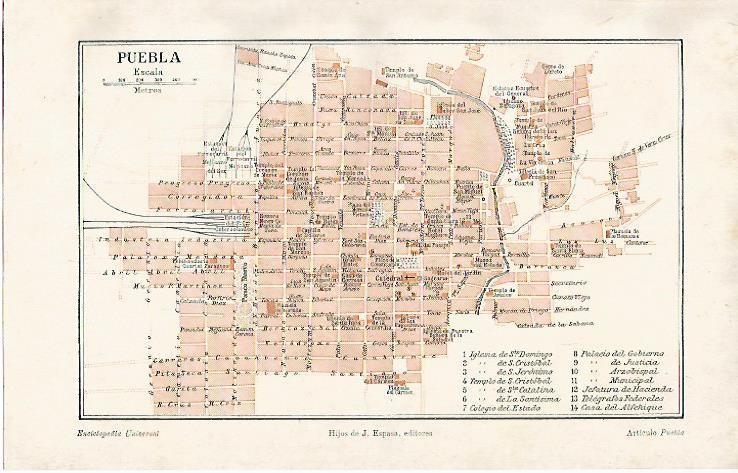 LAMINA ESPASA 3678: Plano de Puebla Mejico