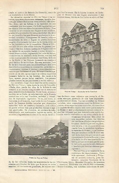 LAMINA ESPASA 3802: Vistas de Puy en Velay Francia