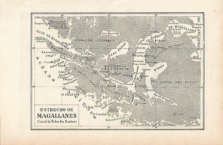 LAMINA ESPASA 3860: Mapa del Estrecho de Magallanes