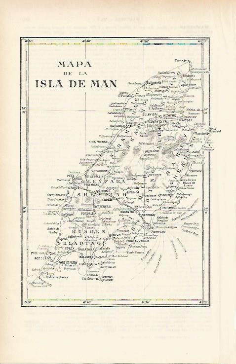 LAMINA ESPASA 3941: Mapa de la isla de Man Gran Bretaña