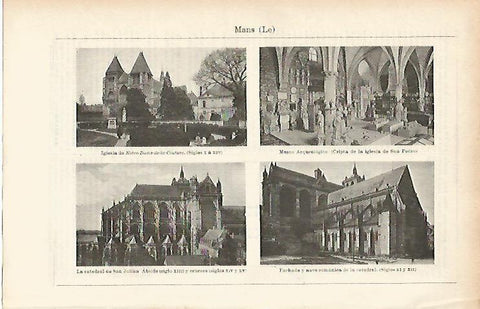 LAMINA ESPASA 3988: iglesias de Le Mans Francia