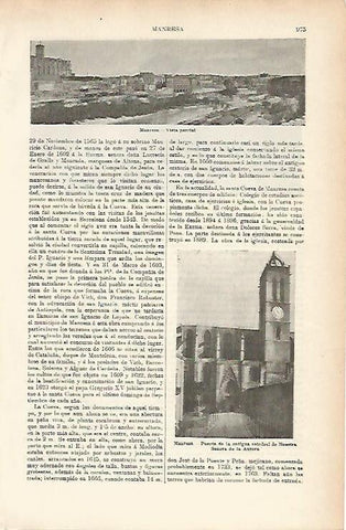LAMINA ESPASA 3983: Vista de Manresa Barcelona