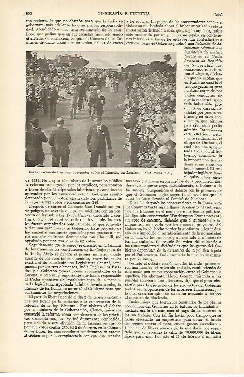 LAMINA DE ESPASA 351: Inauguracion de los puentes nuevos del Tamesis