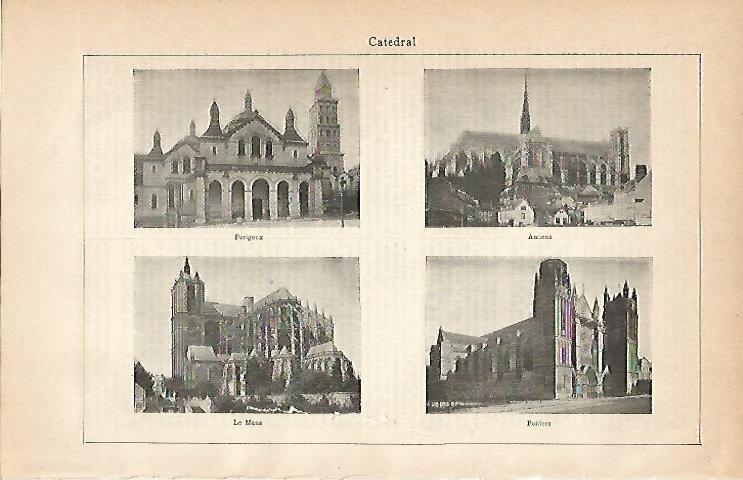 LAMINA ESPASA 3001: Catedral de Amiens Poitiers Le Mans y Perigeux