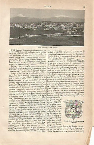 LAMINA ESPASA 3677: Vista general de Puebla Mexico