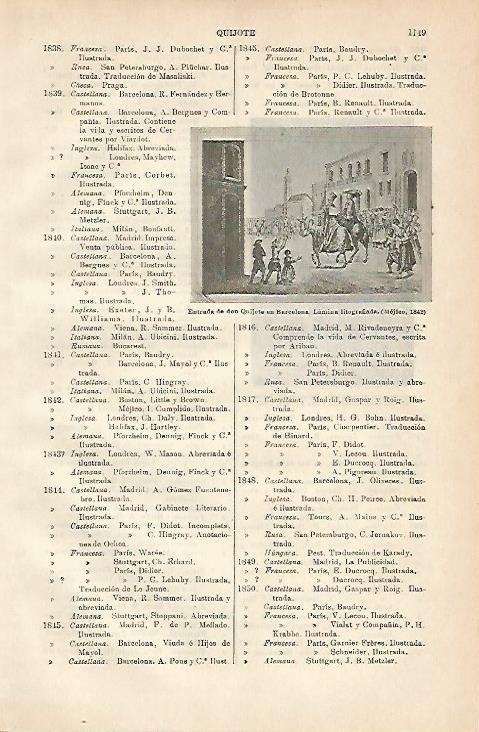 LAMINA ESPASA 3830: Litografia de 1842 Entrada de Don Quijote en Barcelona