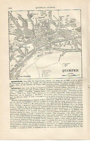 LAMINA ESPASA 3840: Plano de Quimper Francia