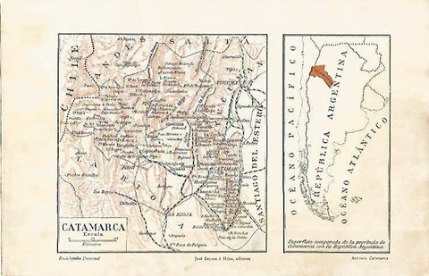 LAMINA ESPASA 3012: Mapa de Catamarca Argentina