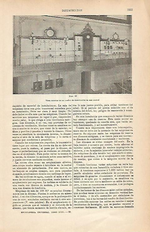 LAMINA ESPASA 3081: Vista exterior dal cuadro de distribucion de una central electrica