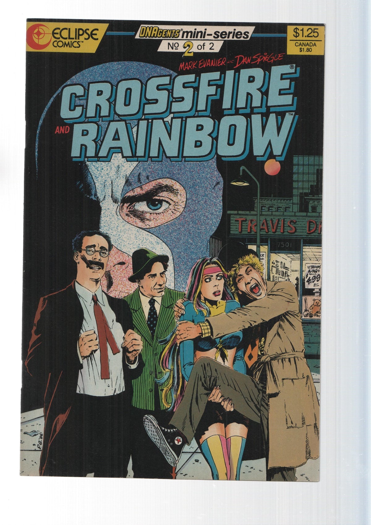 Eclipse: Crossfire and Rainbow num 2 - Night in west Hollywood, DNAGents mini-series. By Mark Evanier and Dan Spiegle