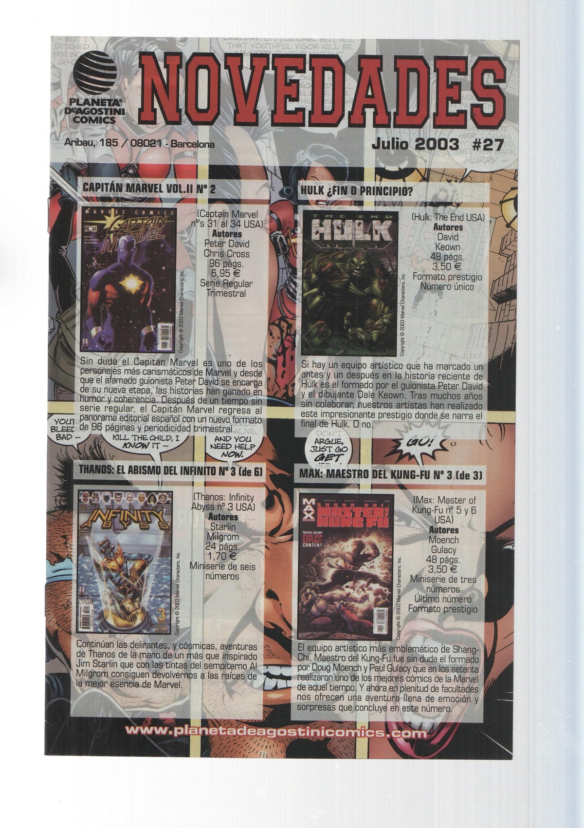 Planeta DeAgostini: Publicidad Novedades numero 27, Checklist julio 2003