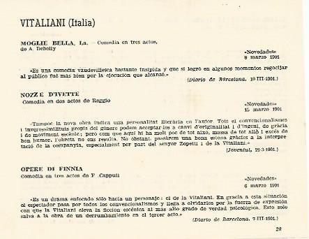 LAMINA 3018: Obras representadas por la compañia de Italia Vitaliani en el Novedades