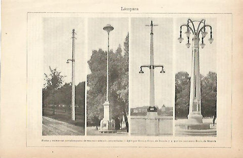LAMINA ESPASA 8957: Postes y farolas de Kreis y Gros y de Rank