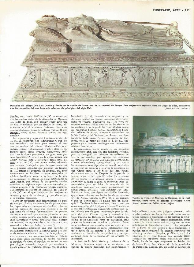 LAMINA MONITOR 0193: MAUSOLEO DEL OBISPO LUIS OSORIO Y ACUÑA. TUMBA DE FELIPE EL ATREVIDO DE BORGOÑA